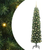 Vidaxl Umetno božično drevo z LED lučkami Zelena 180 cm