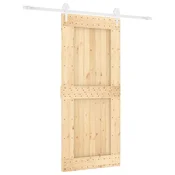 Vidaxl Drsna vrata Naravna in bela 90 x 210 cm Masiven borov les