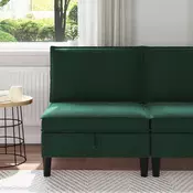 vidaXL Sofa s pohranom Tamnozelena Baršun