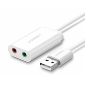 UGREEN Zunanja USB zvočna kartica UGREEN 15cm (bela), (20628799)