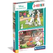 Clementoni - Puzzle 2x60 Disneyjeve klasike: Aristokratky in 101 dalmatinec - 40 - 99 kosov