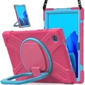 Nikcorp Oklepni ovitek za Samsung Galaxy Tab A 10.1 z vrtljivim stojalom in ročajem, troslojna zaščita, roza