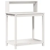 Vidaxl Miza za sajenje s policami bela 82,5x50x109,5 cm borovina