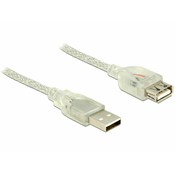 DELOCK Podaljšek USB A-A 3m Delock transparent dvojno oklopljen 83884