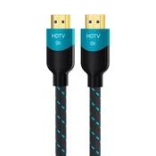 INF HDTV kabel - pleteni HDMI 2.1 8K kabel, 48Gbps, 8K60Hz\/4K120Hz, eARC & VRR, modra 3 m, (5000289861)