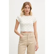 Calvin Klein Jeans crop top damski bombažni z elastanom