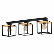 EGLO Plafonjera LIBERTAD 3xE27 86 cm crna/drvo 99856