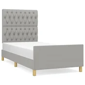 Vidaxl Posteljni okvir brez vzmetnice svetlo siv 90x190 cm blago