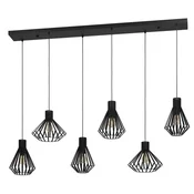 EGLO viseca lampa BASIDANO E27 6 grla crna 142,5 cm 390126
