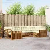 Set vanjskih sofa 6 kom. Prirodna i krem Cvrsto drvo akacije