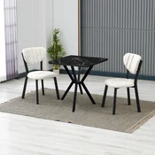 HANAH HOME Set Trpezarijski sto i 2 stolice Elma Cream Black