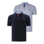 DVOJNI KOMPLET T8582 DEWBERRY MOŠKA MAJICA-MORNARSKO MODRA - SIVA