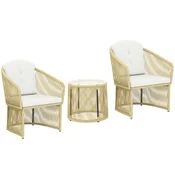 Homestar Komplet vrtnega pohištva iz ratana 3-delni bistro set 65x62x76 cm krem