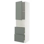 METOD / MAXIMERA Vis.elem.mikrotal. s vratima/2fioke, bela/Nickebo mat sivozelena, 60x60x220 cm