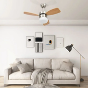 Greatstore Stropni ventilator z lučjo in daljincem 76 cm svetlo rjav