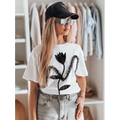 T-shirt damskie oversize z efektem 3D PETINIA biała Dstreet