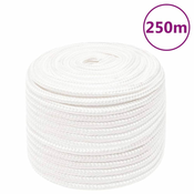 Vidaxl Vrv za čoln popolnoma bela 12 mm 250 m polipropilen