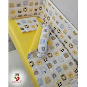 Bubamara037 Set posteljine za krevetac sa ravnom ogradicom Panda, Žuta