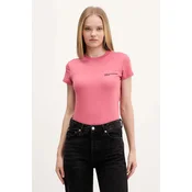 Bombažna kratka majica Karl Lagerfeld Jeans ženska, bela barva, A1W17004