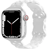 shumee Pašček za Apple Watch 42/44/45 mm SE/9/8/7/6/5/4/3/2/1 bel, z odprtinami