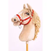 BB Nastavljiva ovratnica za konje Hobby Horse A3 rdeča z belim krznom
