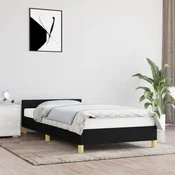 shumee vidaXL Posteljni okvir z vzglavjem brez vzmetnice, črne barve, 90x190 cm, blago