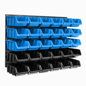 botle Stenska plošča za orodje 58x39 cm z 30 kos Škatla viseče Modra in Črna škatle plastika