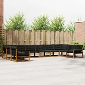 Set vanjskih sofa 10 kom. Prirodna i crna