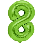 PartyPal Folija balon številka 8 EIGHT zelen rojstni dan 100 cm