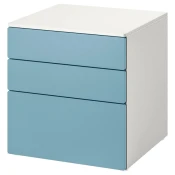SMASTAD / PLATSA Komoda s 3 fioke, bela/plava, 60x57x63 cm
