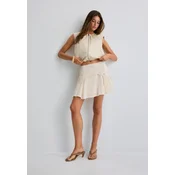 Stradivarius Mini Suknja S Izvezenim Godetima Vanilla L