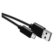 Kabel USB-A 2.0/micro USB-B 2.0, polnjenje, podatki, 2 m, črni