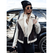 Kamizelka damska zamszowa z kożuszkiem WOOLZIP kawowa Dstreet