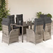 7-dijelni vrtni blagovaonski set sivi od poliratana Siva 150 cm table length
