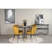 Venture Design Jedilna miza in stol komplet Dipp Limhamn miza 115x75 cm stol 54x82,5x44,5 cm črna rumena