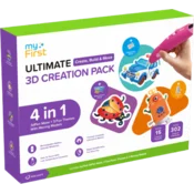 myFirst 3dPen Make Creator Kit - ustvarjalni 3D komplet, vključuje 3dPen Make pisalo, 3 tematske komplete, 3 premične modele in PCL (rdeče) polnila