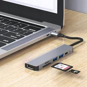 Dexxer Alu. adapter USB-C 6v1 USB 3.0 HDMI in čitalec kartic