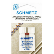 Schmetz Univerzalna dvojna igla 4,0/90 na kartici - nikelj