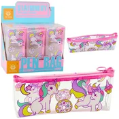 slomart Šolski peresnik LEAN, prozoren z enorožci, 20 x 8,5 x 4cm