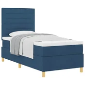 Vidaxl Postelja z vzmetnico z vzmetnico Modra 80 x 200 cm blago