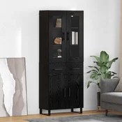 Highboard s ladicama 2 pcs Crni hrast Inženjerska drva i staklo