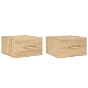 Vidaxl Stenska nočna omarica 2 kosa sonoma hrast 35x35x20 cm