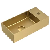 AURUM umivalnik iz nerjavnega jekla, 36,5x18 cm, vključno z odtokom, levo/desno, zlato mat - Zlato - 36,5x9x18 cm - Sapho - AURUM - 72 - Iz nerjavečega jekla - Pravokotnik - 365 - 90 - 180 - 14