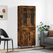 Vidaxl Visoka komoda dimljen hrast 69,5x34x180 cm inženirski les