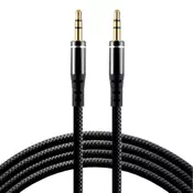 shumee Silikonski avdio kabel AUX vtič - jack vtič 3,5 mm stereo 100 cm everActive CBS-1JB črne barve