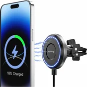 Swissten magnetno držalo za zračnik v avtomobilu airhold z brezžičnim polnjenjem 15W/7,5W (združljivo z magsafe)