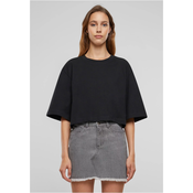 Womens T-shirt Heavy Organic Oversized Cropped Black