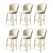 Hanah Home Set barskih stolica Fora, 6 komada, Krem-zlatni