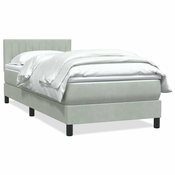 vidaXL vidaXL Box spring postelja z vzmetnico Svetlo siva 80x210 cm žamet, (21791993)