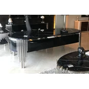 Casa Padrino luxury desk with faux marble table top black/silver 260 cm - Luxury office furniture